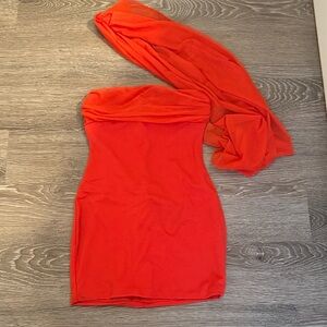 Superdown Strapless Dress in Bold Orange